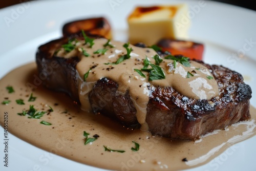 Delicious Grilled Steak Topped With Creamy Sauce