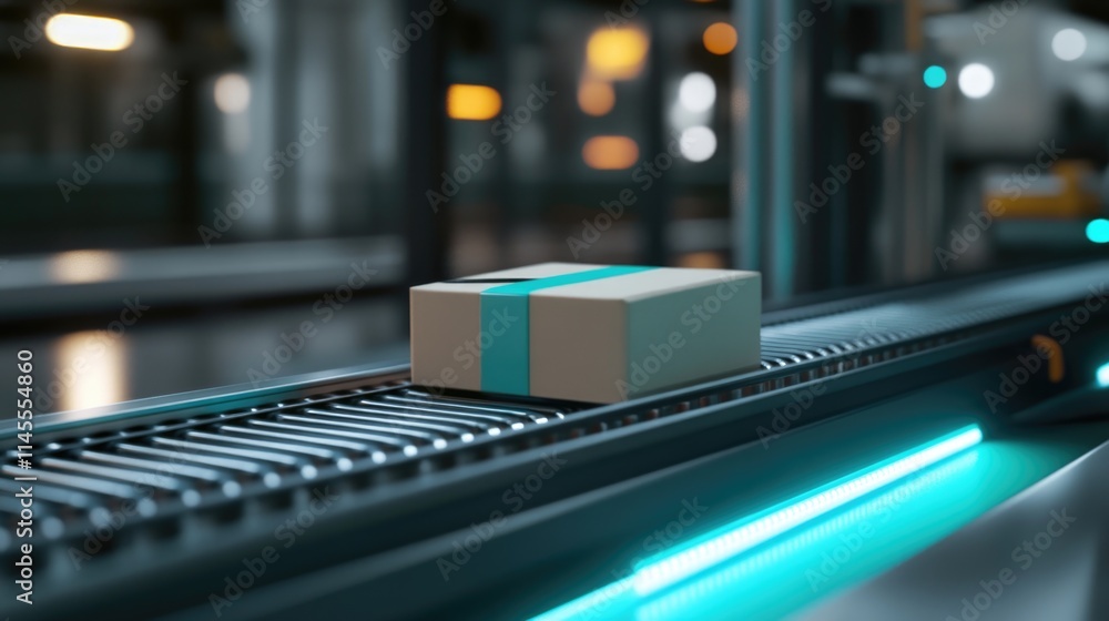 The parcel is on the conveyor belt,Concept of automatic logistics management The parcel is on the conveyor belt,Concept of automatic logistics management