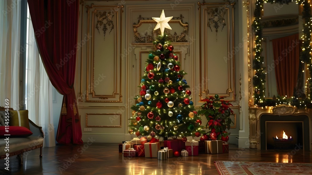 christmas tree with gifts and decorations christmas tree with gifts and decorations