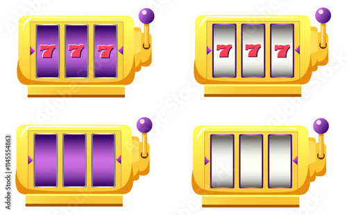 Set of slot machine icons, ideal for casino, gambling, and game-related designs