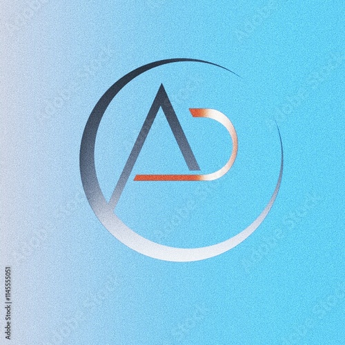 This logo is a visually appealing representation of modern branding, designed to balance simplicity and sophistication. Set against a soft blue gradient background, the logo evokes feelings of profess photo