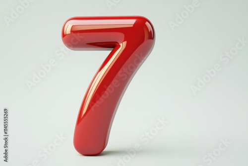 a bold red number 7 in 3D	