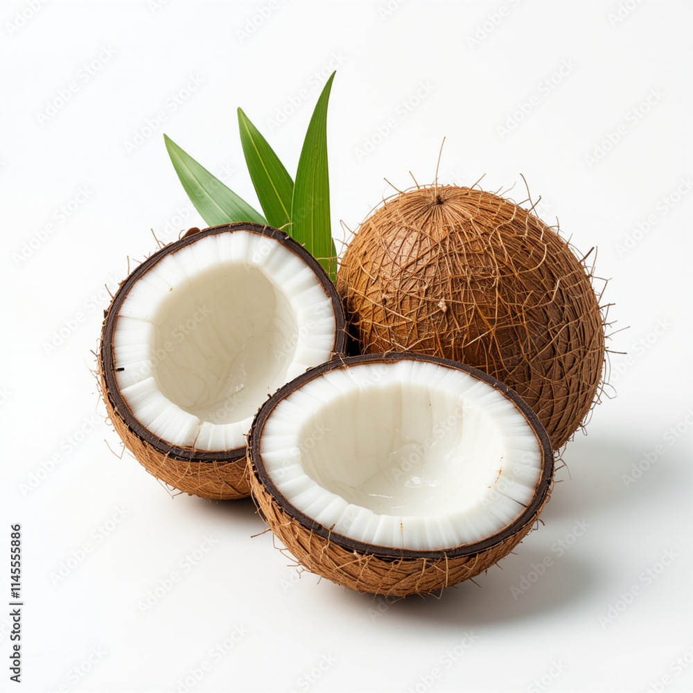 Coconut on white background - fruit generation - Coconut on white background - fruit generation -