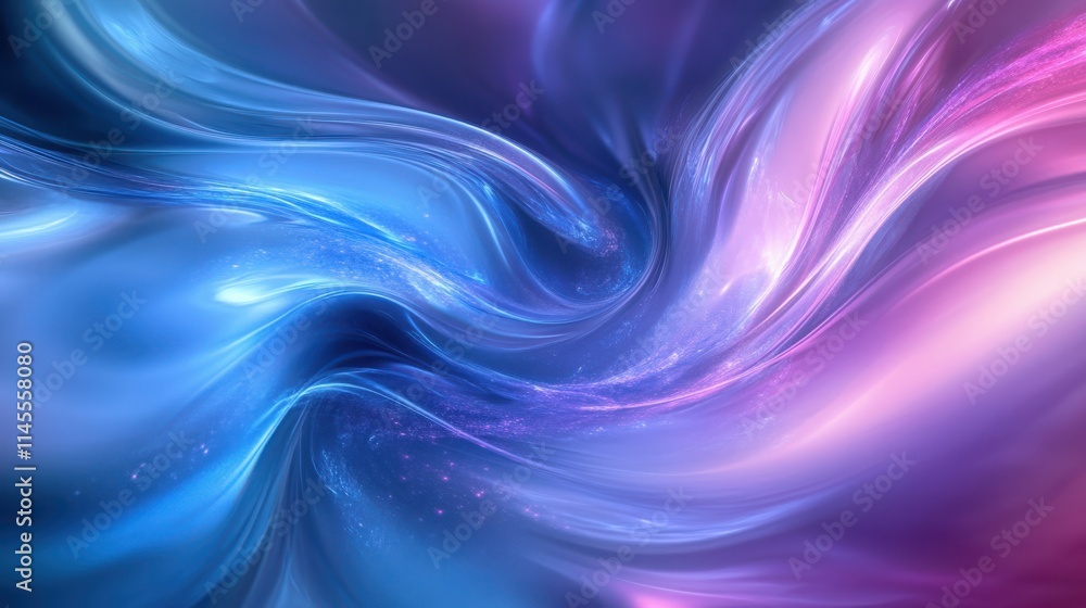 Naklejka premium Abstract Swirling Nebula Cosmic Blue Purple Hues