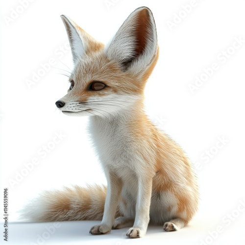 3D Fennec Fox Isolated and White Background - photo