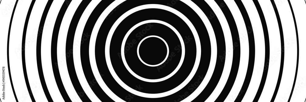 Circular lines geometric background in abstract style. Modern line art illustration with black circular concentric on halftone design template. Circular lines geometric background in abstract style. Modern line art illustration with black circular concentric on halftone design template.