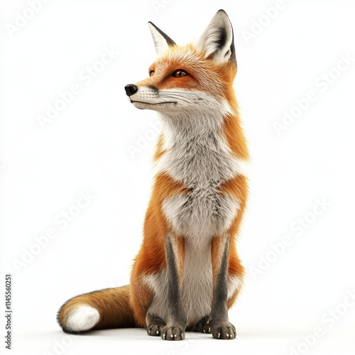 3D Fox Isolated and White Background photo