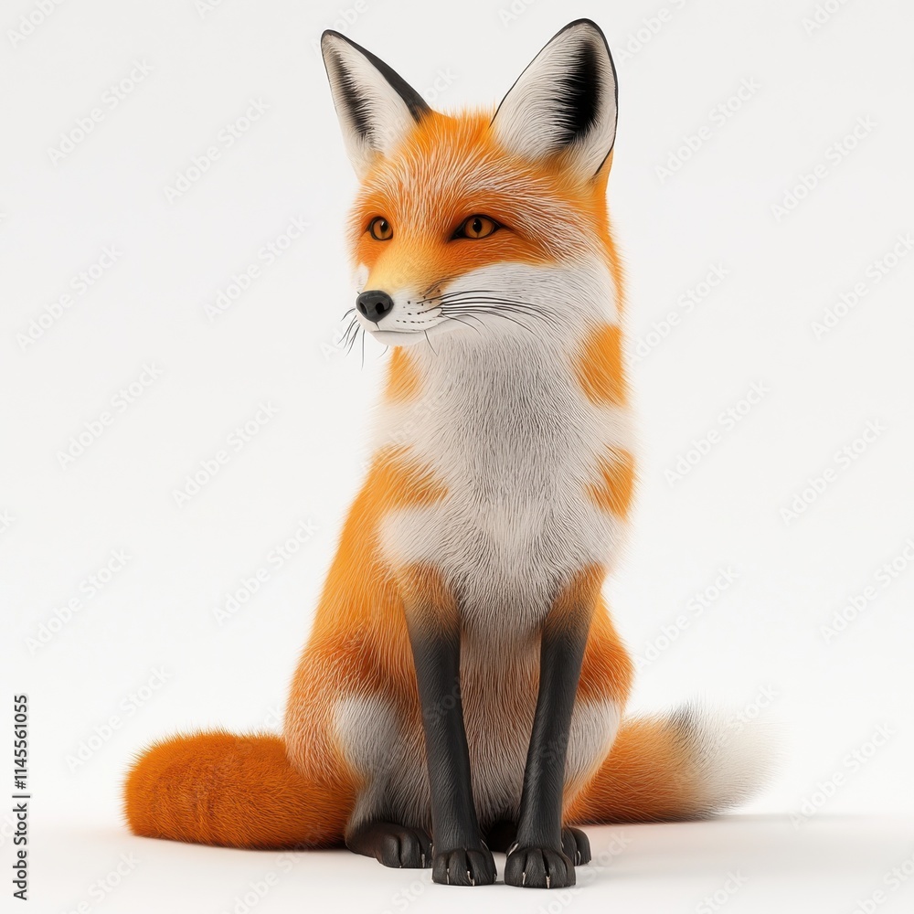Obraz premium 3D Fox Isolated and White Background