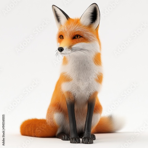 3D Fox Isolated and White Background photo