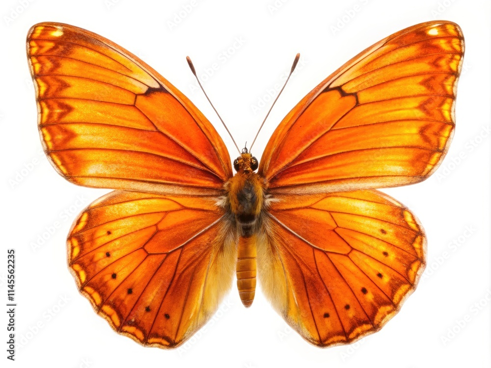 Macro Orange Butterfly, White Background, Studio Photography, Nature Design, Insect Wings, High Resolution Image Macro Orange Butterfly, White Background, Studio Photography, Nature Design, Insect Wings, High Resolution Image