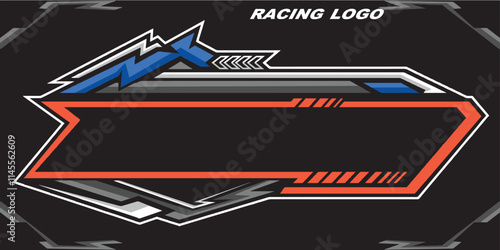 Outline and painted racing logo. Isolated in black background, for t-shirt design, print and for business purposes.