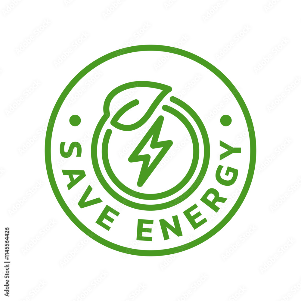 Save energy symbol. Energy icon with green leaf. Eco friendly, environmentally. Eco icon. Vector illustration. Save energy symbol. Energy icon with green leaf. Eco friendly, environmentally. Eco icon. Vector illustration.