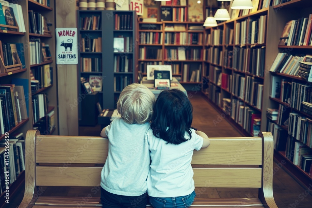Children Sitting in a Bookstore Surrounded by Books.generative AI
Children Sitting in a Bookstore Surrounded by Books.generative AI