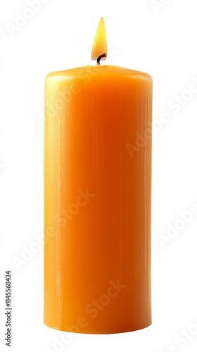 orange candle on white background. Candle