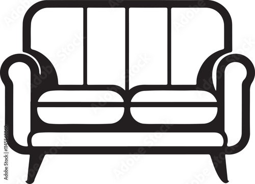 Elegant Black Silhouette Sofa Illustration for Home Decor