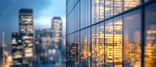 Real estate financial overlay on high-rise buildings, investment insights, smart city tech