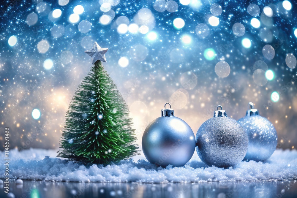 Silver Christmas Balls Silhouette Greeting Card - Festive Holiday Design Silver Christmas Balls Silhouette Greeting Card - Festive Holiday Design