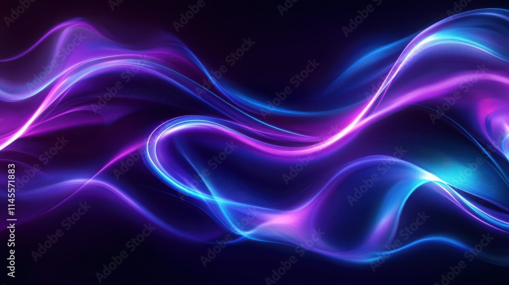 Abstract Purple and Blue Glowing Wave Abstract Art Abstract Purple and Blue Glowing Wave Abstract Art