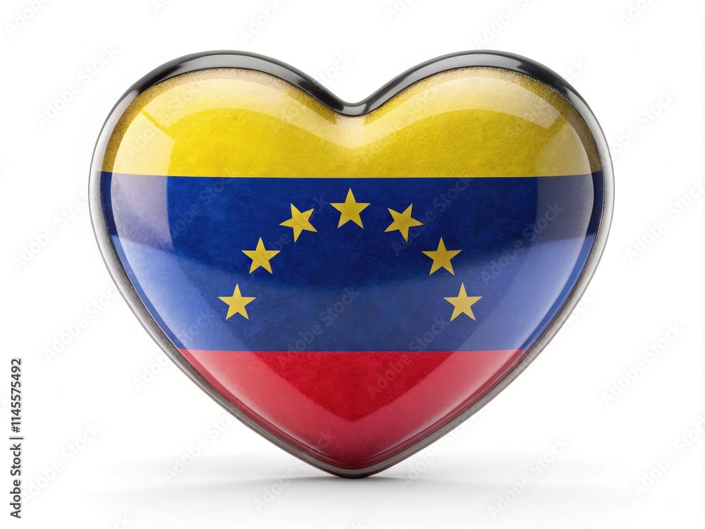 Venezuelan Flag Heart Macro Photography: Close-up Image of a Patriotic Heart Venezuelan Flag Heart Macro Photography: Close-up Image of a Patriotic Heart