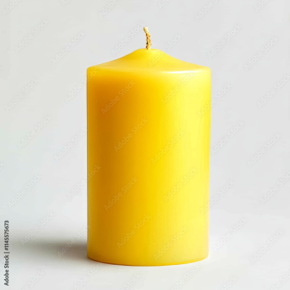 yellow candle on white background. Candle