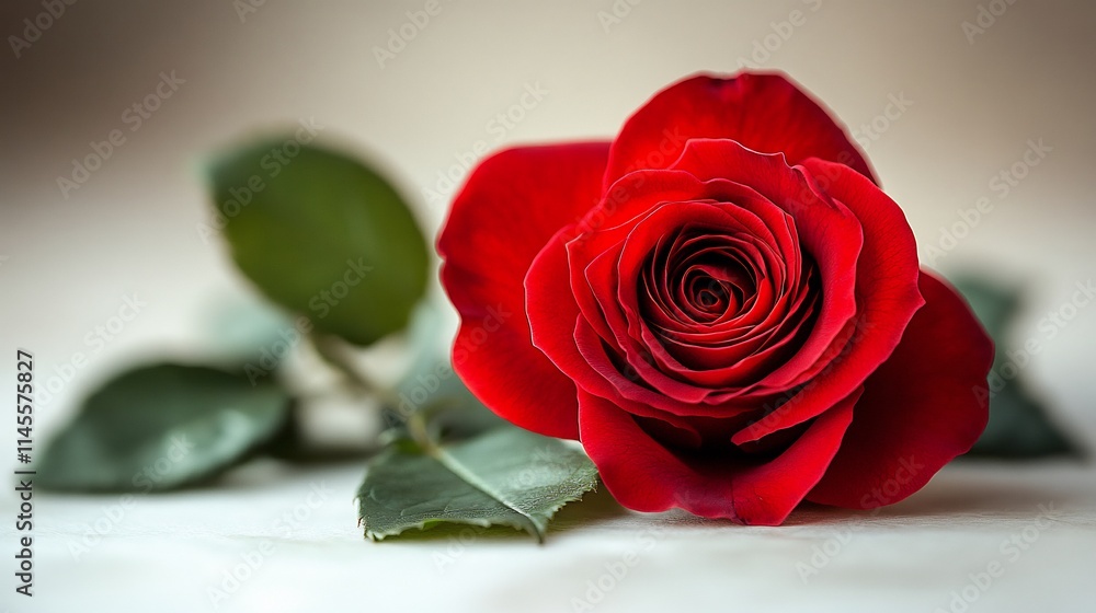 Naklejka premium Single red rose in full bloom isolated on a white background sharp details and vibrant color