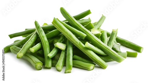 Chopped Green Beans isolated in white background