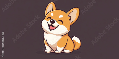 A cheerful illustration of a cute corgi puppy. photo