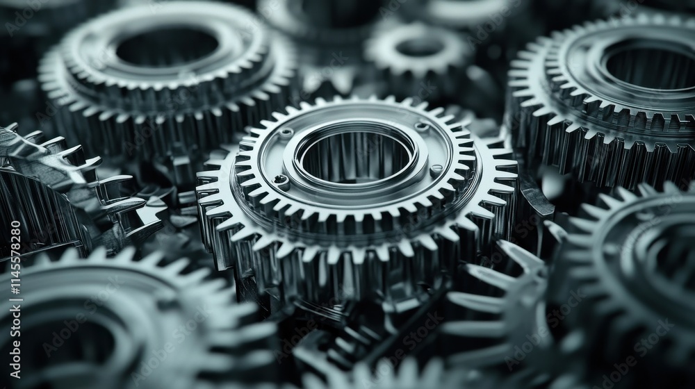 Metallic Gears Close Up Mechanical Metallic Gears Close Up Mechanical