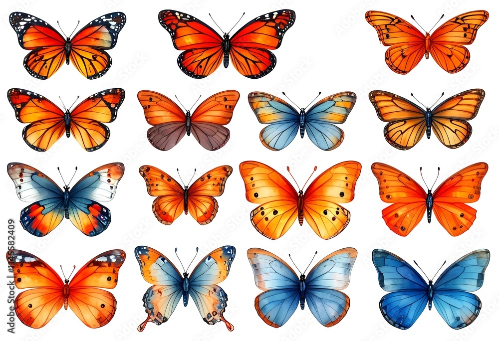 A vibrant array of colorful butterflies showcasing diverse patterns and hues A vibrant array of colorful butterflies showcasing diverse patterns and hues