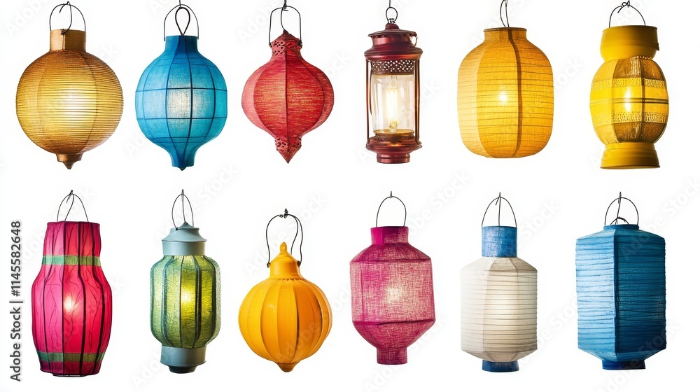 colorful lanterns on white background. lanterns colorful lanterns on white background. lanterns