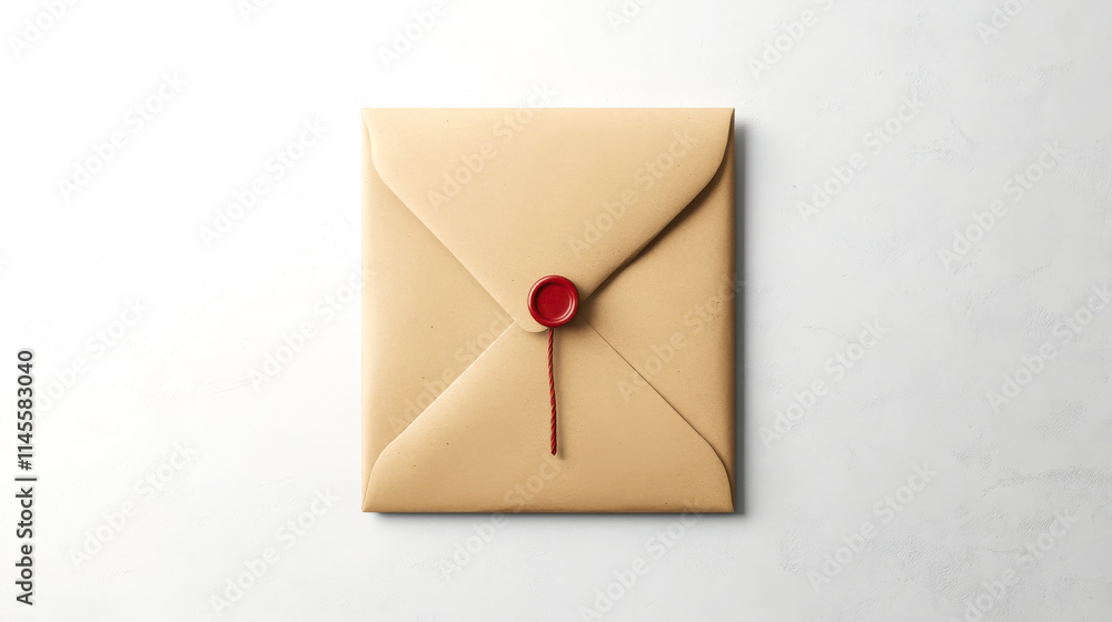 A sealed envelope with a red wax stamp, symbolizing traditional communication and elegance. A sealed envelope with a red wax stamp, symbolizing traditional communication and elegance.