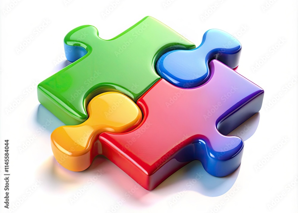 3D Jigsaw Puzzle Piece, Single Piece, 3D Render, White Background, Isolated Puzzle, Game Piece 3D Jigsaw Puzzle Piece, Single Piece, 3D Render, White Background, Isolated Puzzle, Game Piece