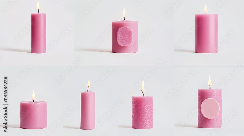 pink candles on white background. candles pink candles on white background. candles