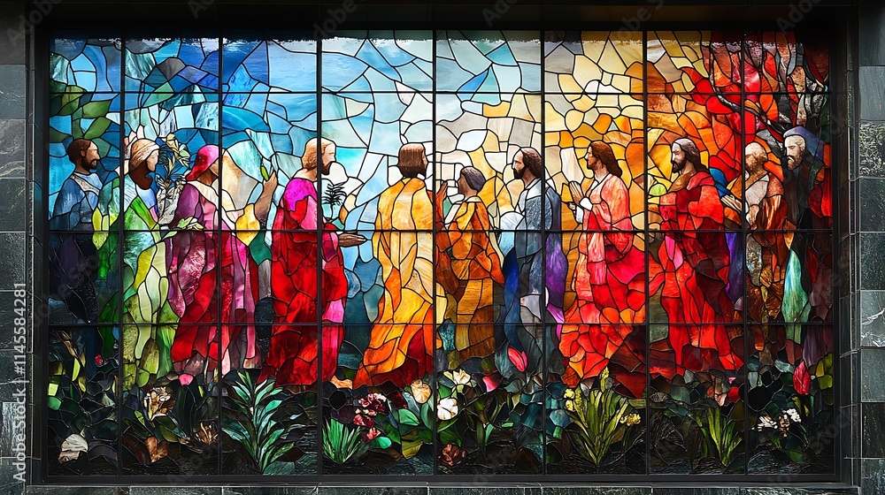 Stained Glass Depiction Of Jesus And His Apostles Stained Glass Depiction Of Jesus And His Apostles