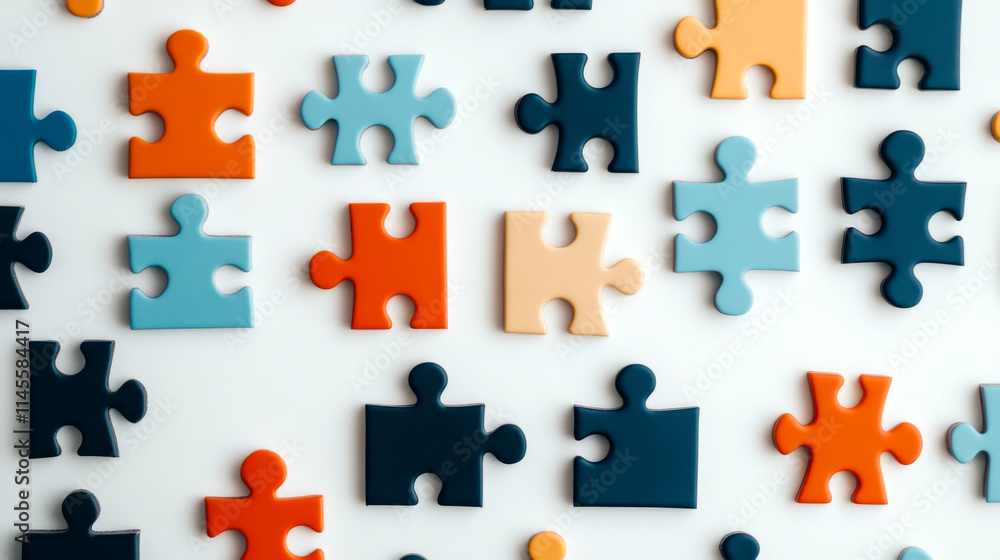 A vibrant collection of colorful puzzle pieces scattered on a white surface, showcasing different shapes and hues for a playful visual effect. A vibrant collection of colorful puzzle pieces scattered on a white surface, showcasing different shapes and hues for a playful visual effect.