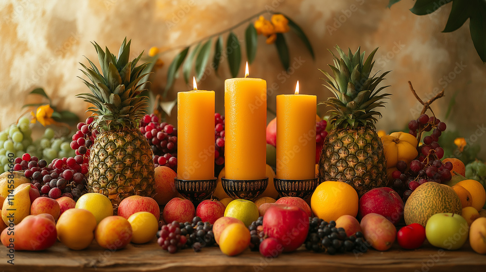 Unity Cup Ritual. A symbolic unity cup surrounded by fruit and traditional symbols. Kwanzaa, unity, celebration Unity Cup Ritual. A symbolic unity cup surrounded by fruit and traditional symbols. Kwanzaa, unity, celebration