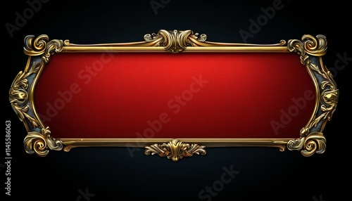 Ornate Gold Frame with Red Center Panel Design