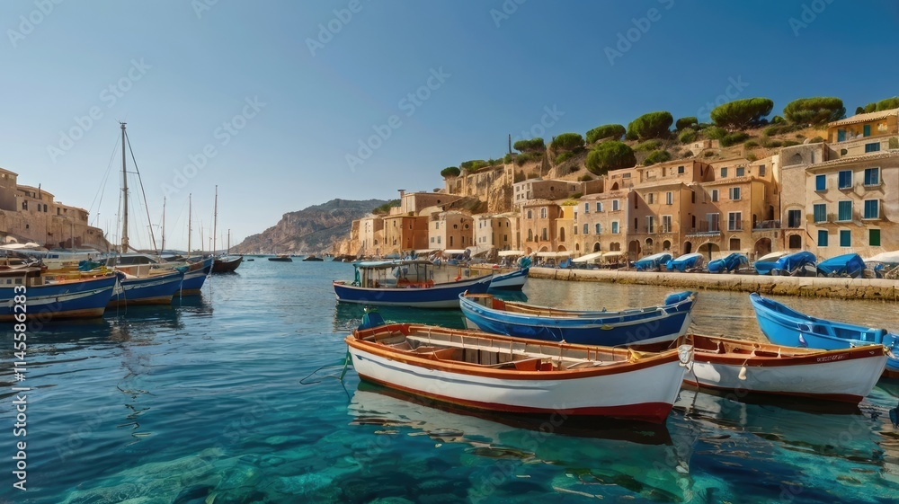 mediterranean sea travel background, Mediterranean harbor with fishing boats bobbing gently in the water
mediterranean sea travel background, Mediterranean harbor with fishing boats bobbing gently in the water