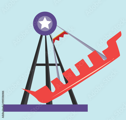 Pirate Ship Ride Theme Park Cartoon illustration