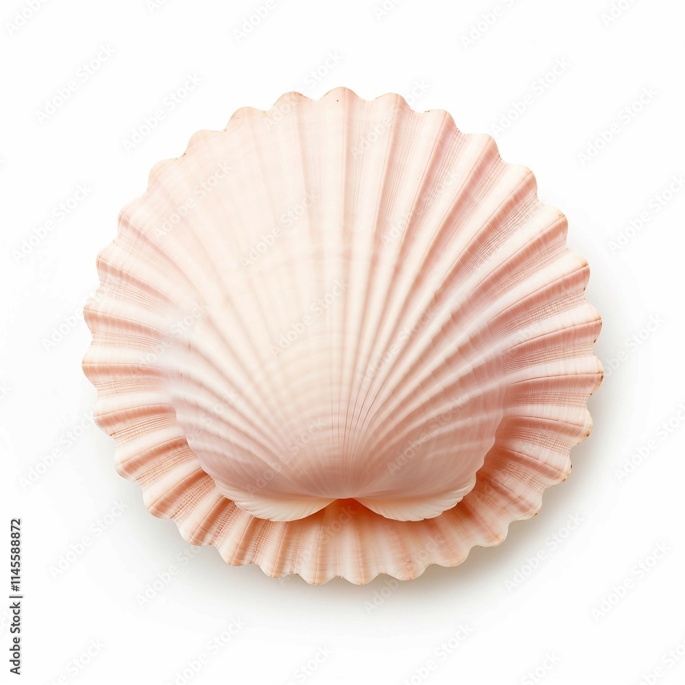 Seashell, Isolated white background, flat lay Seashell, Isolated white background, flat lay