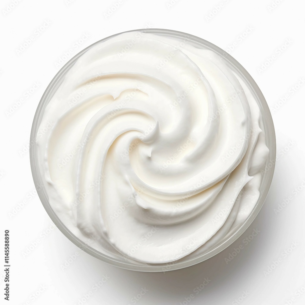 Whipped Cream, Isolated white background, flat lay Whipped Cream, Isolated white background, flat lay
