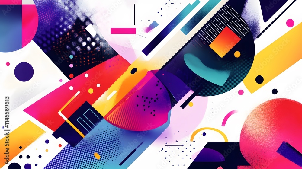 Obraz premium Dynamic abstract art composition digital design modern aesthetic vibrant colors creative environment geometric shapes