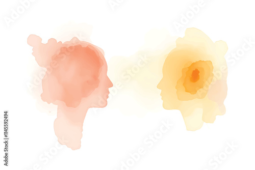 Watercolor side view face effect design.