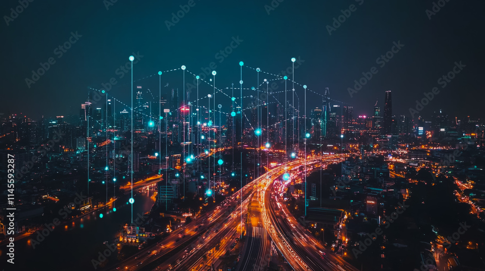 Smart digital city with connection cyber security network reciprocity over the cityscape . future smart wireless digital city and social media networking systems that connects people within the city Smart digital city with connection cyber security network reciprocity over the cityscape . future smart wireless digital city and social media networking systems that connects people within the city