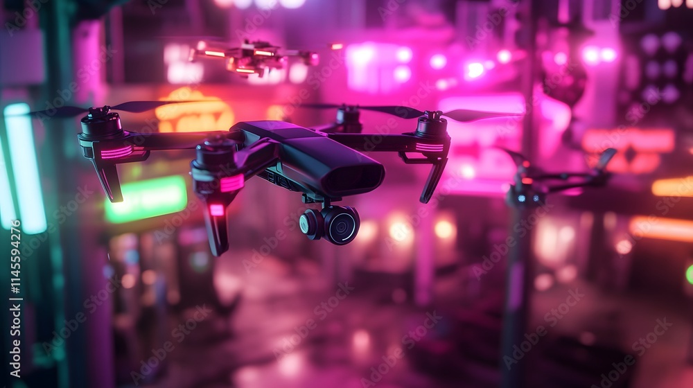 Drones capturing vibrant city life at night urban environment futuristic content aerial view technology concept Drones capturing vibrant city life at night urban environment futuristic content aerial view technology concept