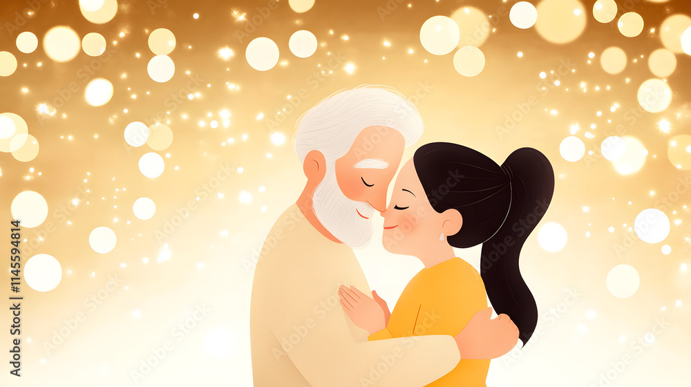A heartwarming illustration of an elderly couple embracing, conveying love, tenderness, and lifelong companionship, perfect for themes of aging, relationships, and family bonds.
A heartwarming illustration of an elderly couple embracing, conveying love, tenderness, and lifelong companionship, perfect for themes of aging, relationships, and family bonds.