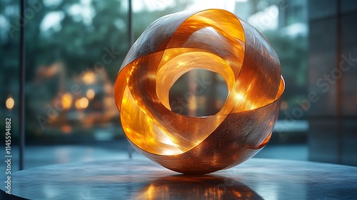 Illuminated Copper Sculpture Abstract Modern Art © Ibnu