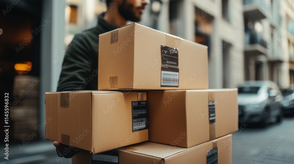 Shopping online. cardboard box with a shopping cart logo in a trolley on laptop keyboard. Shopping service on The online web. offers home delivery Shopping online. cardboard box with a shopping cart logo in a trolley on laptop keyboard. Shopping service on The online web. offers home delivery