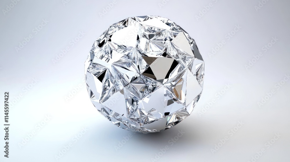 Geometric Diamond Sphere: A Sparkling 3D Render Geometric Diamond Sphere: A Sparkling 3D Render