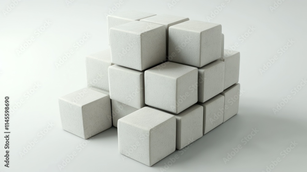 Abstract Composition of White Cubes: A Minimalist 3D Rendering Abstract Composition of White Cubes: A Minimalist 3D Rendering